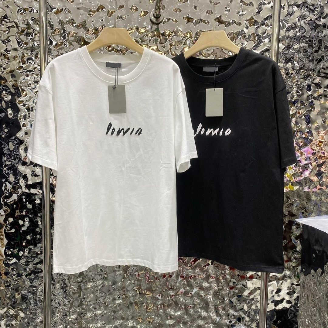 

23ss Women' Brand Pure Cotton T-shirt Round collar T-shirt pullover three-dimensional letter Large edition short sleeve Spring and summer new, White