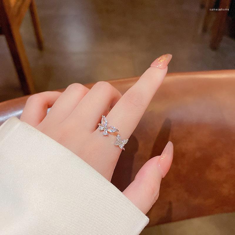 

Wedding Rings Silver Color Open Butterfly For Women Student Korean Index Finger Ring 2023 Fashion Jewelry