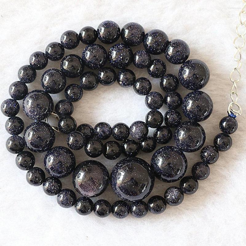 

Chains Natural Bule Sand Stone 6-14mm Round Sale Making Jewelry Necklace 18"B615