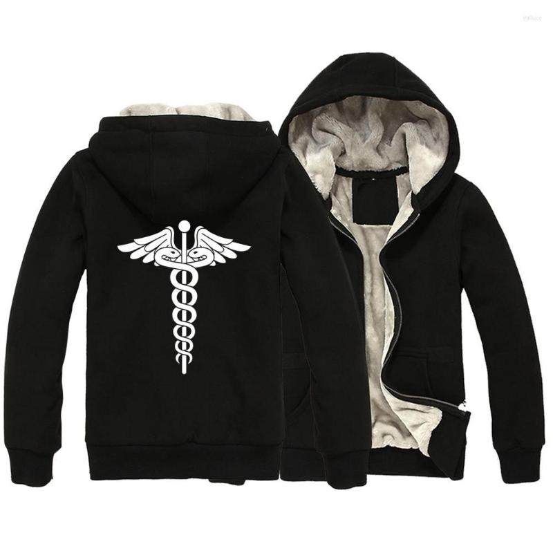 

Men's Down Man Boy Parkas Full Zip Coat Plus Velvet Corpsman Caduceus Charms God Angel Wing Serpent Snake Autumn Winter ZIIART, Black