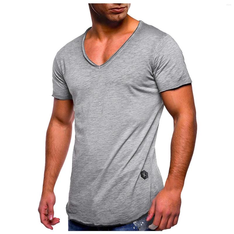 

Men's T Shirts Fashion Summer Men Shirt Casual Short Sleeve V-neck T-shirts Black White Solid Color Plus Size -3XL V Neck Tops Tee, Army green