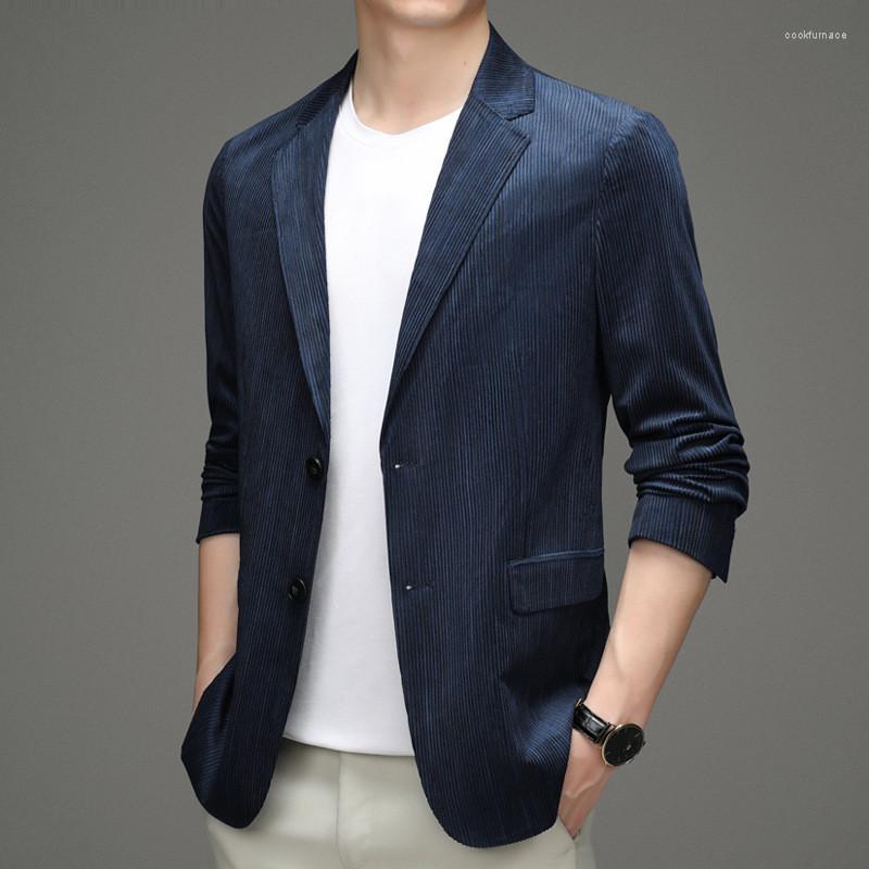 

Men's Suits High End Designer Casual Fashion Khaki Slim Fit Night Mens Blazer Suite Jacket Elegant Clothing 2023, Blue