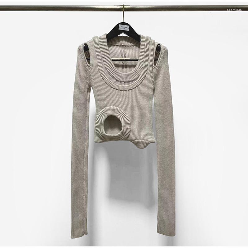 

Women' Sweaters RO Slim Fit Pullover Knitted Irregular Hollow Large Hole Mesh Mohair Women' Jumper Double Layer Sweater, Green