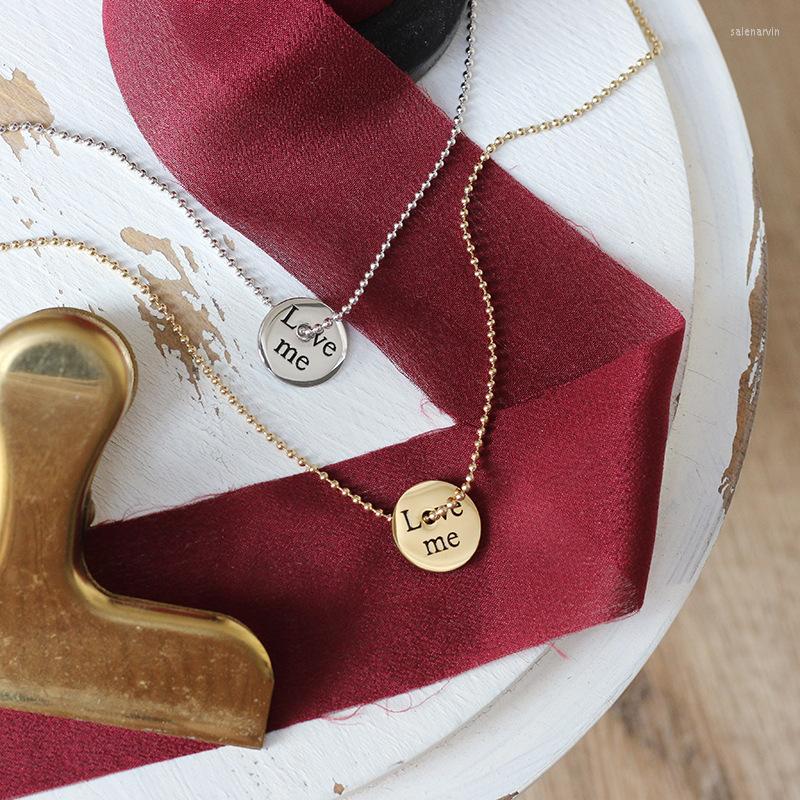 

Chains Button LOVE Round Brand Glossy Letter Beads Necklace Choker Women's Titanium Steel Accessories Fashion Jewelry