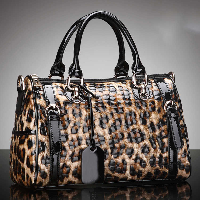 

high quality women handbag High quality Boston leather New pattern portable diagonal Large capacity women's bag ladies embossed shoulder bags, Leopard print (boston leopard print)