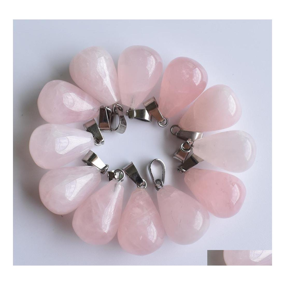 

Charms Natural Stone Drop Tigers Eye Rose Quartz Opal Pendant Pendants Chakras Gem Fit Earrings Necklace Making Delivery Jewelry Fin Dh2Yl
