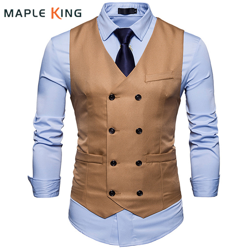 

Men' Vests Brand Dress Vests For Men Casual Slim Fit Mens Suit Vest Double breasted Waistcoat Gilet Homme Formal Business Jacket XXL 230217, Dark blue