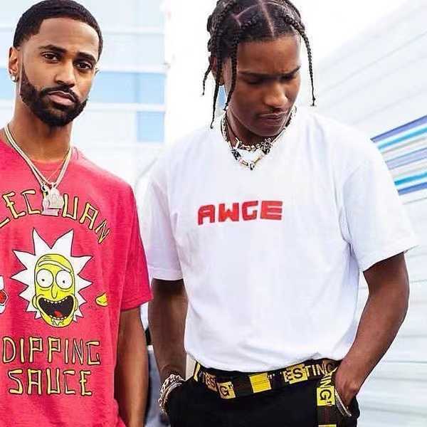 

Men's T-Shirts Rapper Asap Rocky ge Letter Black Red Print T Shirt Men Women Fashion HipHop Streetwear Vintage Man Casual Cotton Tshirt J230217