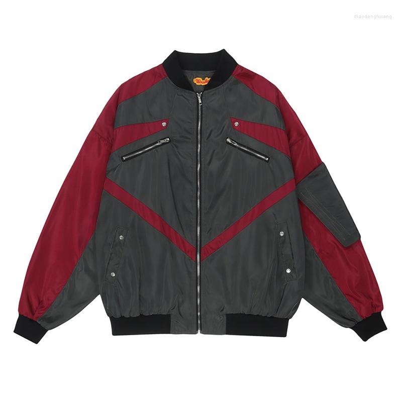 

Men's Jackets Fashion Cargo High Street Harakuju 2023 Streetwear Outwear Coats For Male Color Blcok, Blue