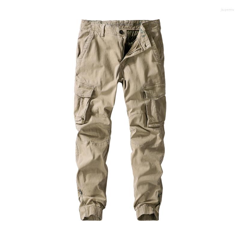 

Men's Pants 2023 Cotton Mens Cargo Elastic Outdoor Jogging Trousers Sweatpants Male Solid Color Multi Pocket Casual Men, Khaki
