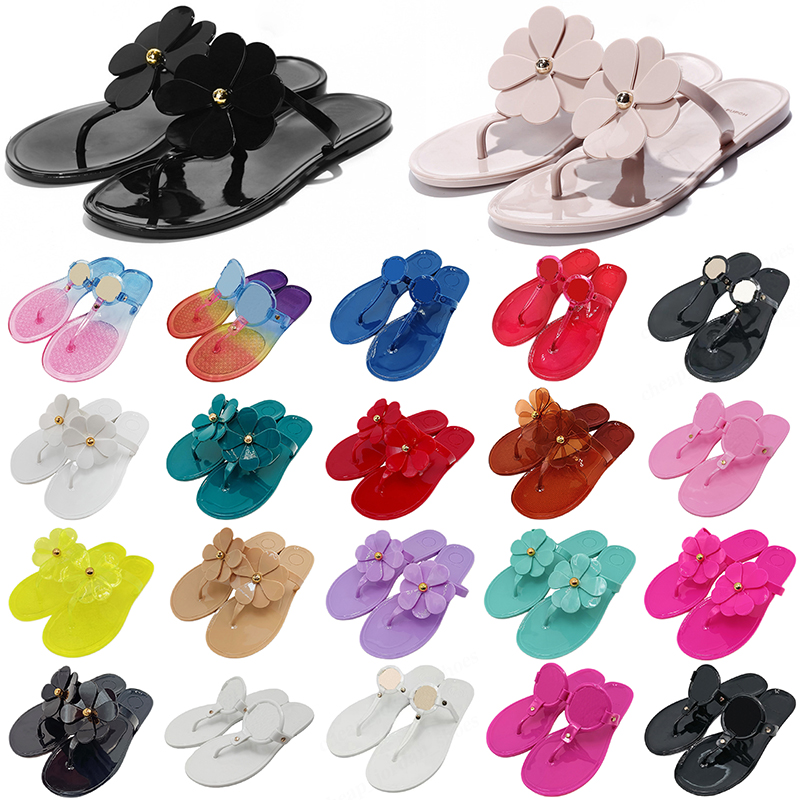 

2023 Tories Designer Womens Sandals Beach Slippers Ladies Hollowed Out Rubber Flip Flops Low Heels Black White Blue Yellow Rainbow Summer Outdoor Slides, #26