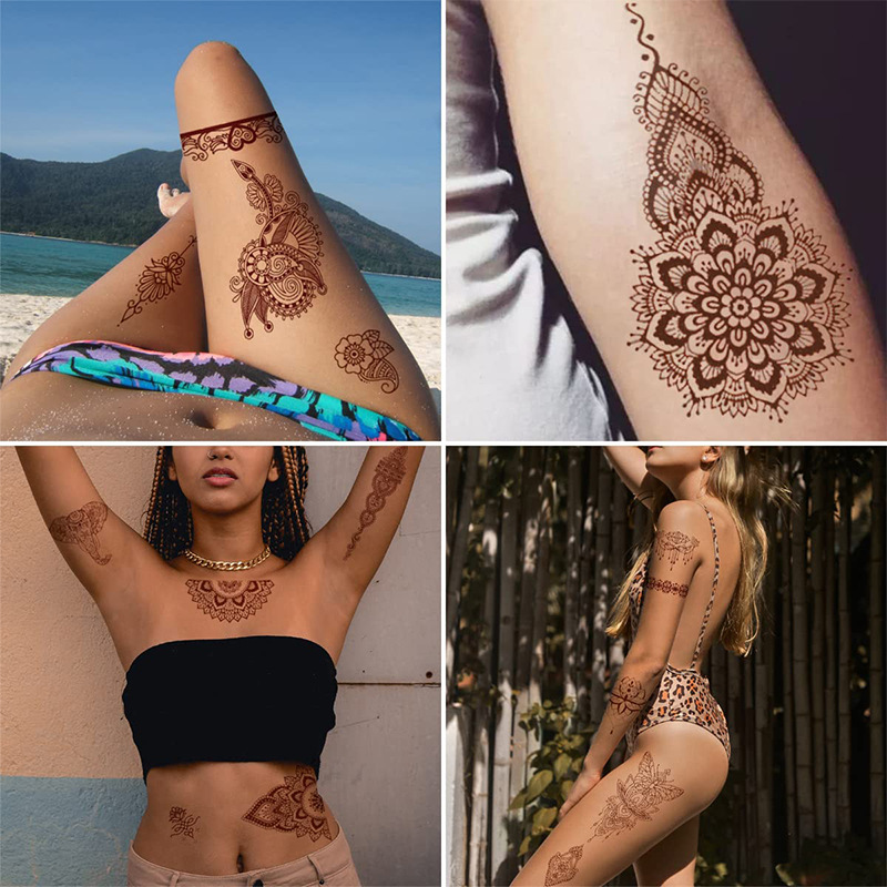

Tattoo stickers Lace tattoo sticker reddish brown waterproof semi-permanent tattoo sticker