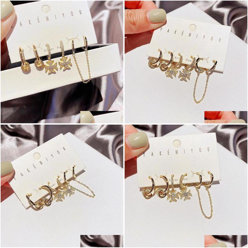 

Car Dvr Dangle Chandelier Migga Trendy Cubic Zircon Cross Pendant Geometric Drop Earrings Set For Women Gold Color Hies Jewelry Deli Dht7C