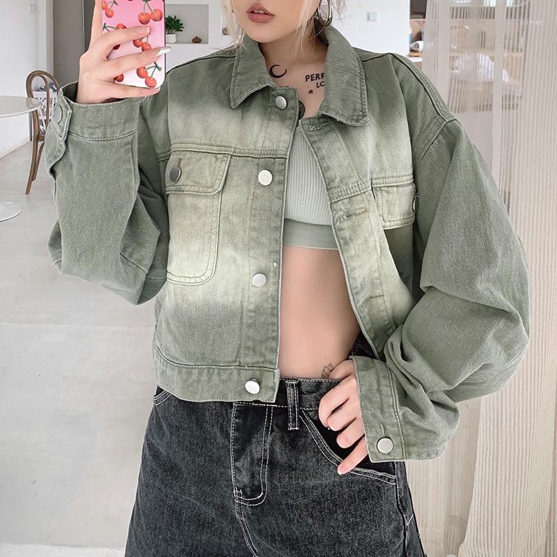 

Women' Jackets Women Clothing 2023 Fashionable Europe And American Spring Summer Streetwear Spice Girl Tie Dye Loose Denim Coat, Green