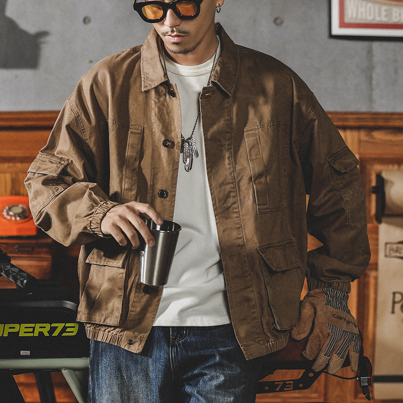 

Men s Jackets High quality European and American Brand Casual Loose Fashion High end Simple Gentleman Slim Denim 230217, Khaki