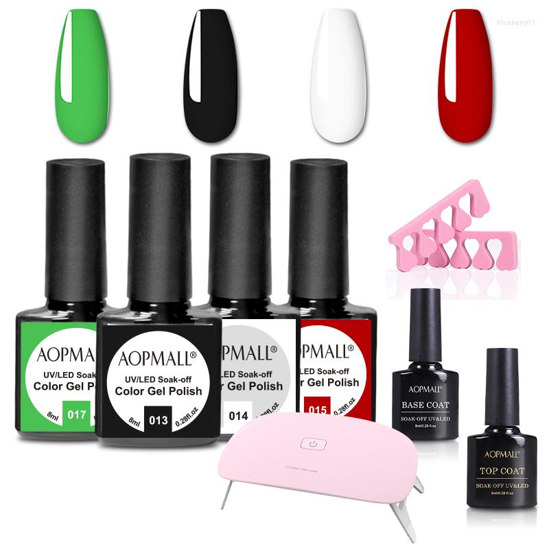 

Nail Art Kits AOPMALL Gel Polish Colors Semi Permanent Soak Off UV LED Kit For Manicure 8Pcs/Set