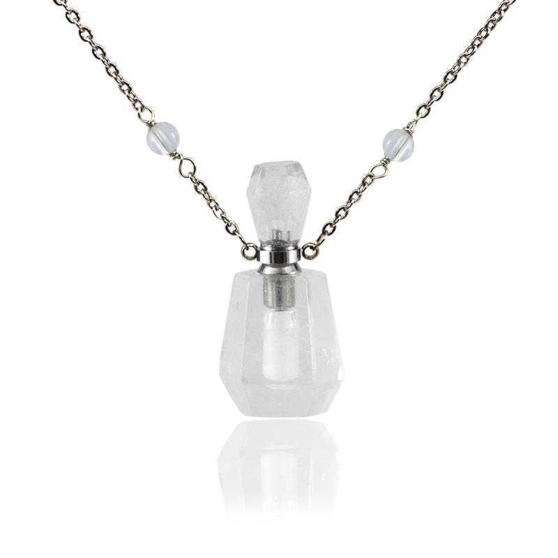 

Pendant Necklaces Natural Gems Stone Perfume Bottle Charm Cear Crystal Quartz Necklace Jewelry For WomenPendant