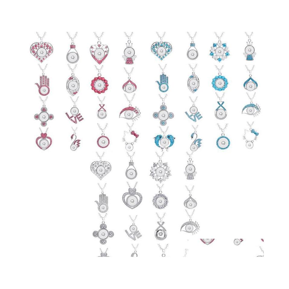 

Pendant Necklaces Noosa Chunks Crystal Heart Owl Cross Crown 316L Stainless Steel Chain Charm Necklace 18Mm Ginger Snap Button Jewel Dhqbi