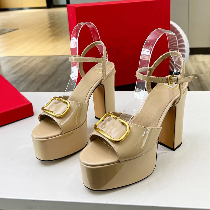 

Gold Buckle High Heel Sandals Star The Same Luxury Designer Platform Thick Heel Slippers Beach Swimming Pool Home Shoes Thick Sole Heightening Loafers Flip Flops, Shoe box