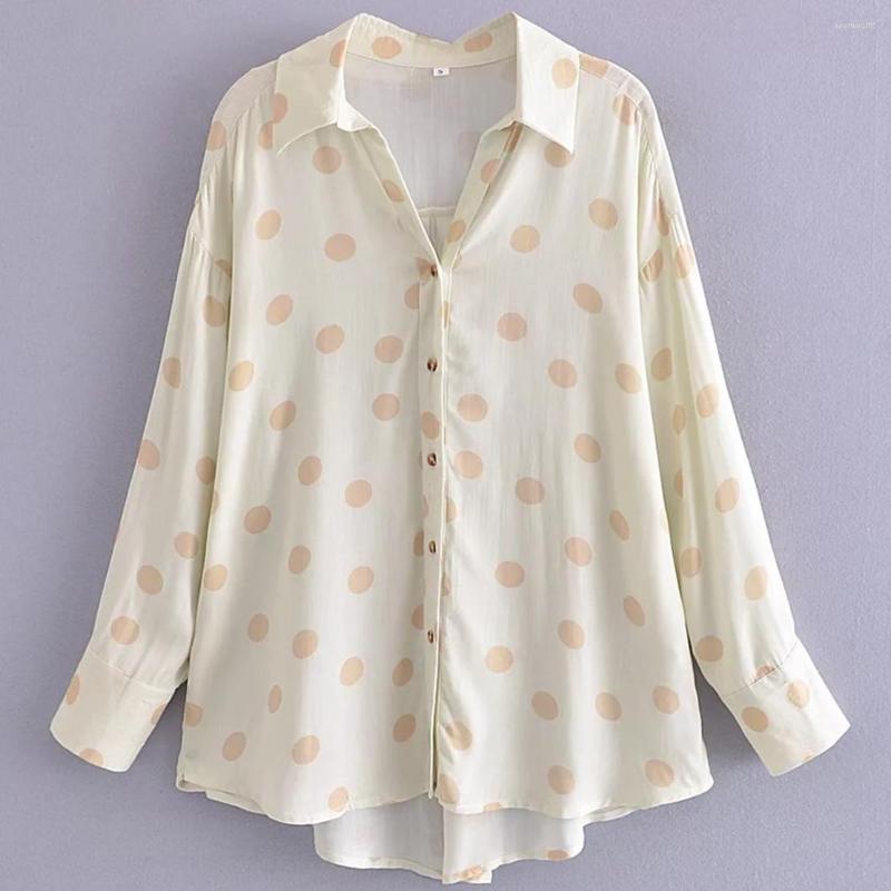 

Women's Blouses Maxdutti England Style High Street Fashion Polka Dot Print Loose Casual Kimono Shirt Summer Blouse Women Tops