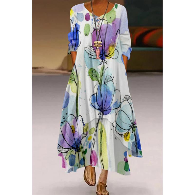 

Casual Dresses 2023 Long Summer Woman Sleeveless Girls Beach Maxi Dress Women Flowers Bird Tree Custom Figure, Bqa01l0126lwj12
