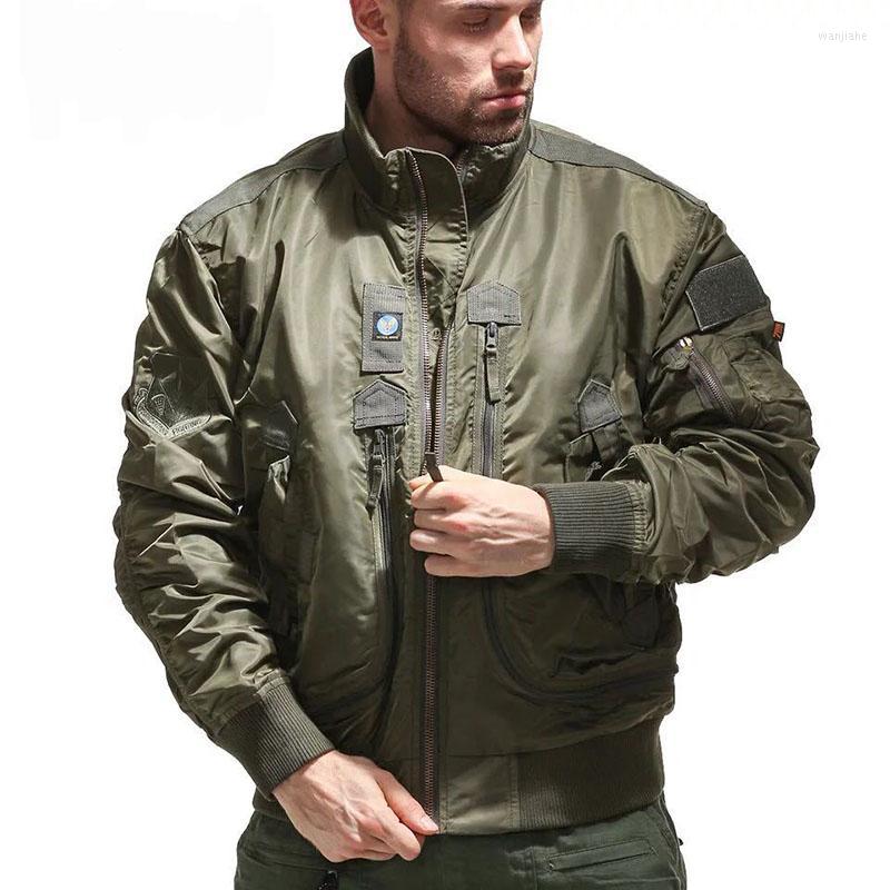 

Men's Jackets 2023 Cool Army Tactical Stand Collar Flight Men's Jacket Jean Men Winter Bomber Combat, Black