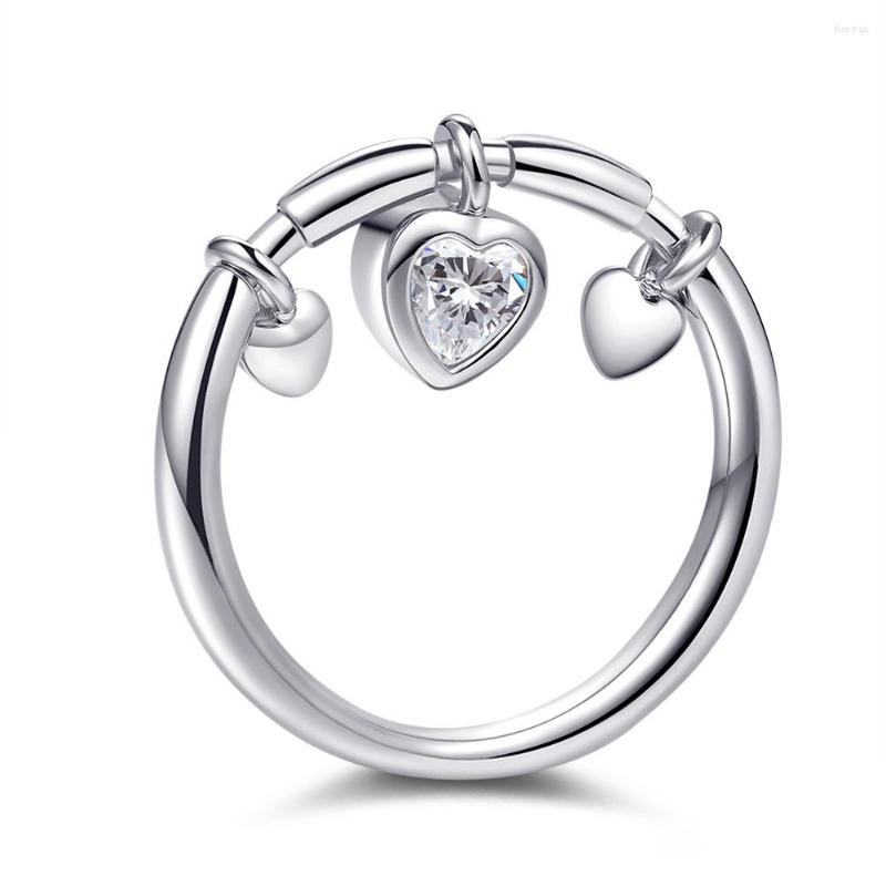 

Wedding Rings Women's Fashion Silver Plated Heart Shape Pendant Bridal Jewelry Rose Gold Color Zircon Crystal Gifts