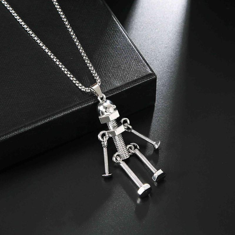 

Pendant Necklaces Men's Industrial Style Stainless Steel Necklace For Women Robot Silver Color Jewelry Gifts Party WC059Pendant