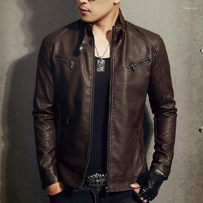 

Men's Leather & Faux Men Split Jacket Zipper 2023 Arrival Spring And Autumn Slim Short Male Moto Biker Teenage Boy, 609black