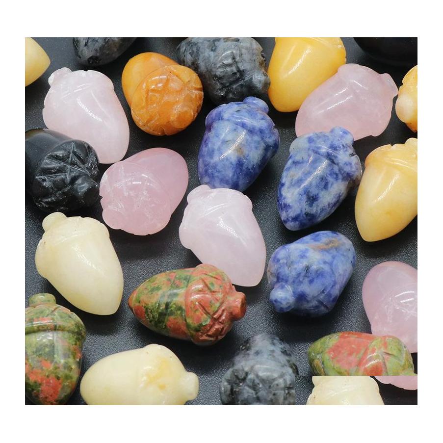 

Stone Natural Crystal Hazelnut Acorn Pine Nut Mascot Meditation Chakra Reiki Healing Gemstones Polished Gift Use Collection And Home Dhjoy