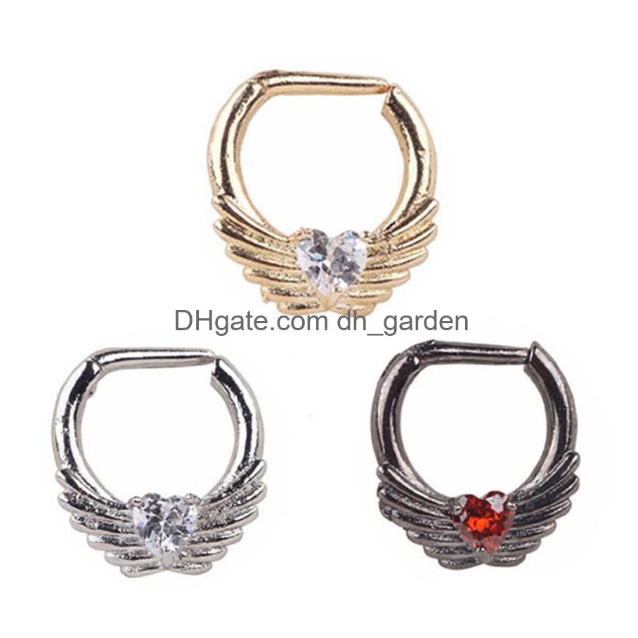 

Nose Rings Studs 316 L Surgical Steel Zircon Ring Hoop Body Jewelry Fake Septum Piercing Drop Delivery Dhgarden Dhrsx