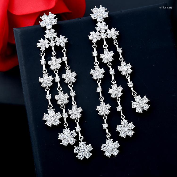 

Dangle Earrings SALE 925 Silver Europe Feather Crystal FromSwarovskis Fashion Creative Cz Woman Tassel Micro Jewelry