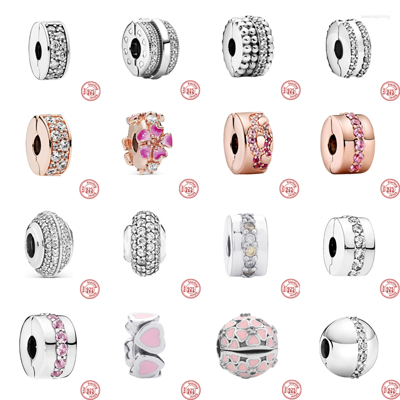 

Beads 925 Sterling Silver Charm Love Zircon Sparkling Clip Fit Original Charms Bracelet Women DIY Authentic Jewelry Gift