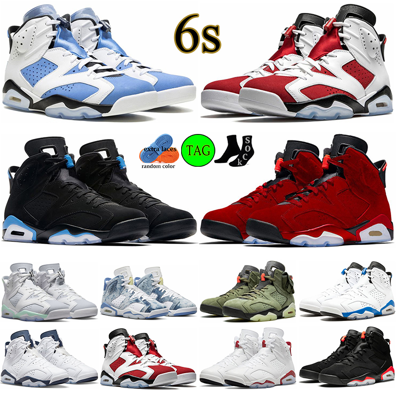

6s Retro Basketball Shoes Jumpman 6 University Blue Carmine UNC Toro Mint Foam Georgetown Acid Wash Denim Midnight Navy Cactus Jack Mens Trainers Sports Sneakers, #1 40-47