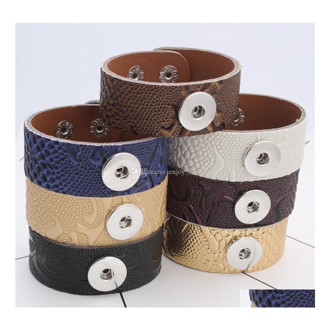 

Charm Bracelets Styles Snaps Jewelry Wood Color 18Mm Snap Button Bracelet Pu Leather Band Ginger Drop Delivery Dho3C