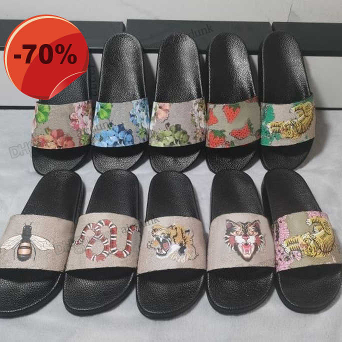 

Sandals Slides 2023 Designer Mens Womens sandals Slippers bloom flowers printing Web Black shoes Fashion luxury summer leather rubber sandal beach, 10