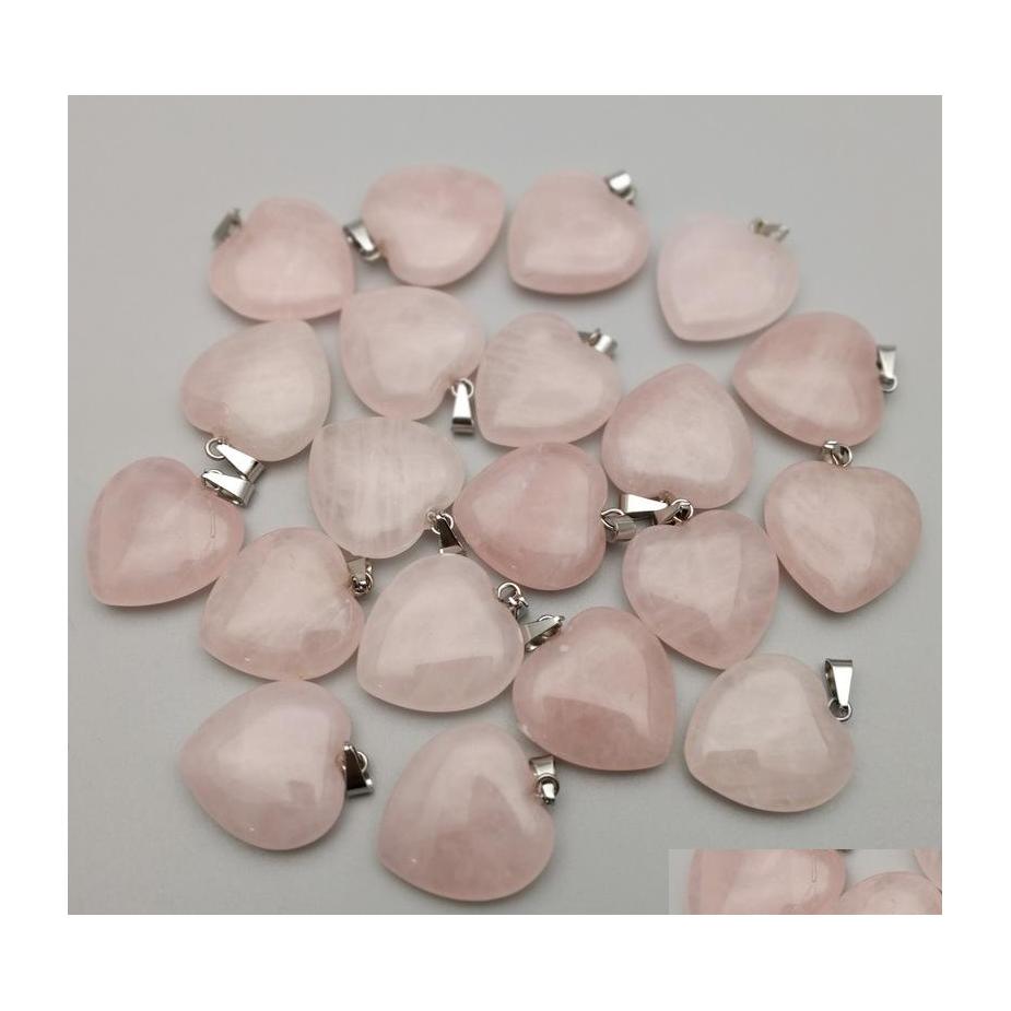 

Charms Natural Stone 20Mm Heart Rose Quartz L Pendant Diy For Necklace Earrings Jewelry Making Drop Delivery Findings Components Dhhzb