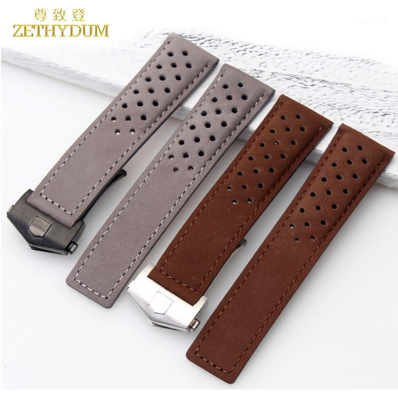 

Watch Bands Genuine Leather Bracelet 22mm Watchband Strap For Wrist Watches Brown Gray Breathable Band Accessories Fold Buckle1
