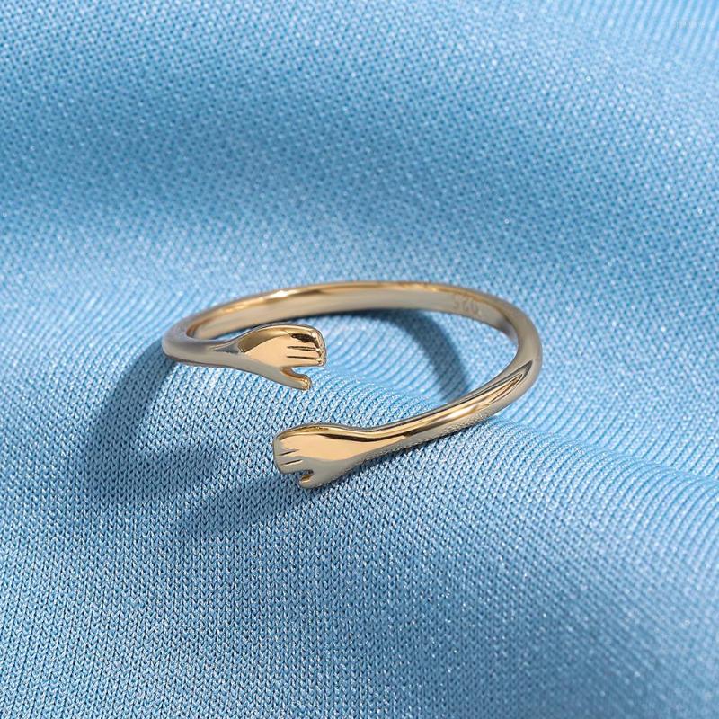 

Wedding Rings Abstract Hug Hand Open For Women Fashion Minimalist Gold Color Thin Adjustable Ring Statement Jewelry Gifts