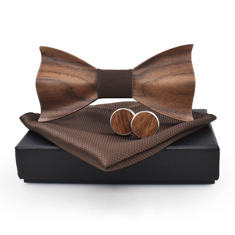 

Bolo Ties Men Wooden Bow Tie Set Cufflinks Handkerchief Bowtie Necktie Cravate Homme Papillon Corbatas Pajarita for Mens Wedding Party 230217
