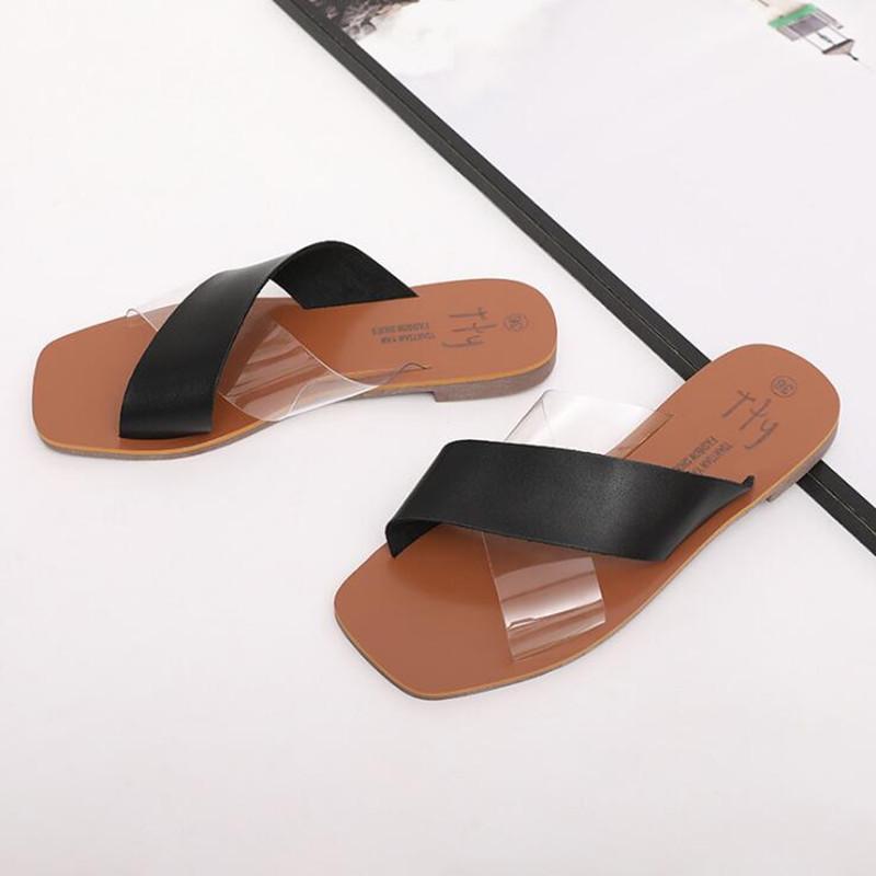 

Slippers Summer Rome Cross Slides Women Shoes Flip Flops Sliders Flat 2023 Transparent Beach Sandals Chaussures Femme, As photo