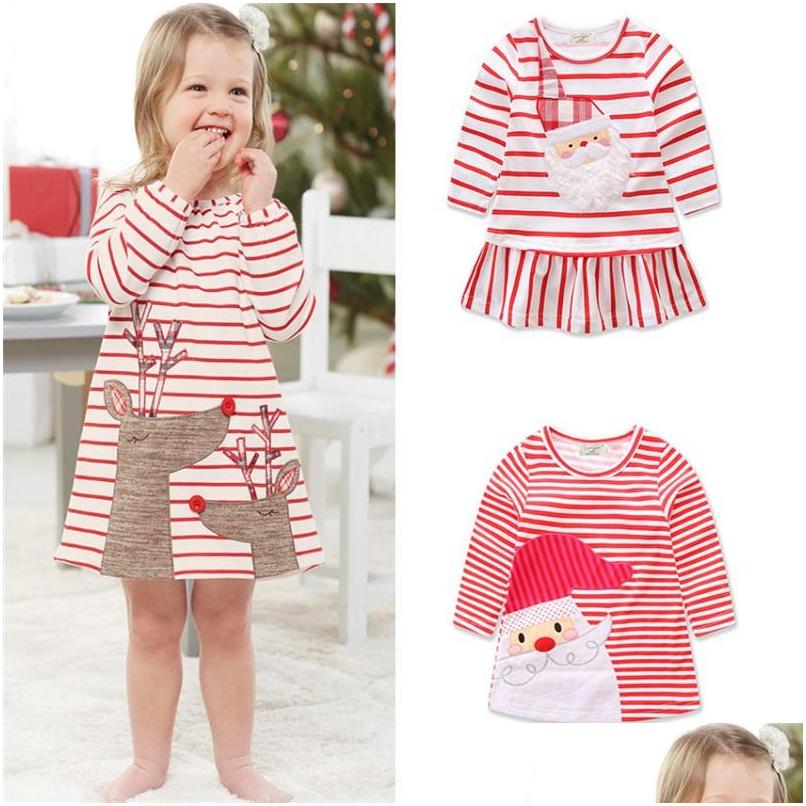

Girl'S Dresses Kids Girls Christmas 3 Design Santa Claus Elk Stripe Printed Dress Clothes Party Peform Costume 6M6T 04 Drop Delivery Dhfgp, #2
