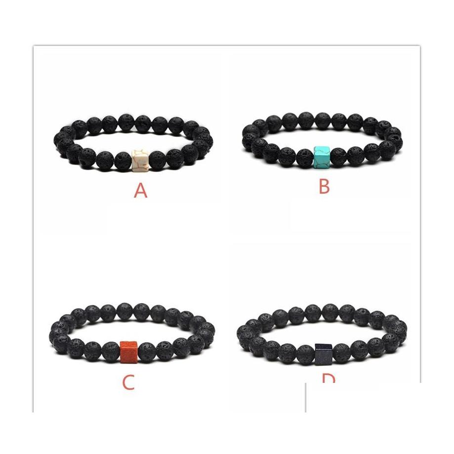 

Charm Bracelets 8Mm Natural Stone Lava Rock Bracelet Cube Zinc Color Aromatherapy Essential Oil Diffuser Drop Delivery Jewelry Dhsy0