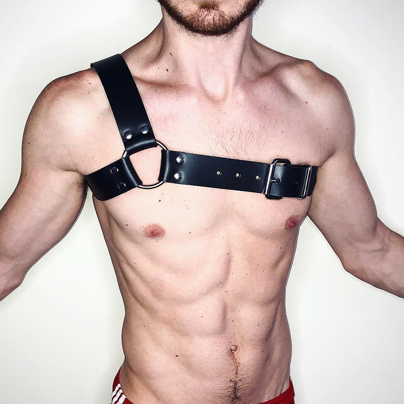

Suspenders Punk Sexy Body Chest Harness Men Adjustable Bondage Costume Black PU Leather Belts Strap Erotic Lingerie 230217