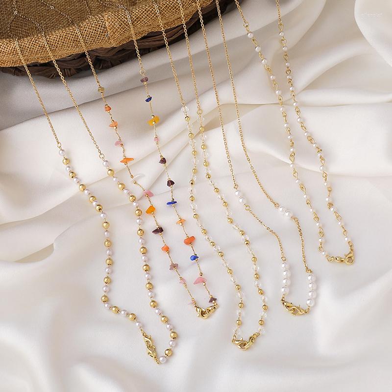 

Chains Korean Personality Elegant Pearl Crystal Mask Chain Anti-lost Lanyard Simple Sweet Girl Women Necklace Jewelry Accessories