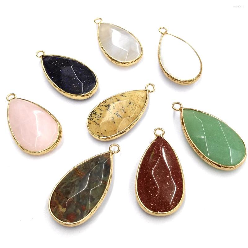 

Charms Natural Stone Pendant Water Drop Shaped Faceted Agates For Jewelry Making DIY Bracelet Necklace Earring Accessories