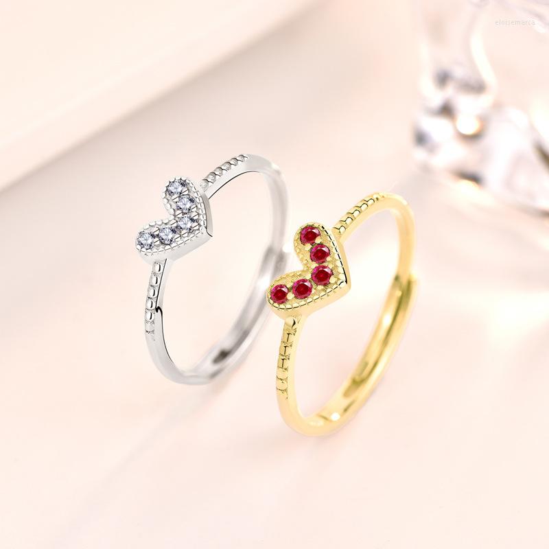 

Cluster Rings Orange Zirconia Heart Ring Style Glam Fashion Good Jewerly For Women 2023 Spring 925 Sterling Silver Gift