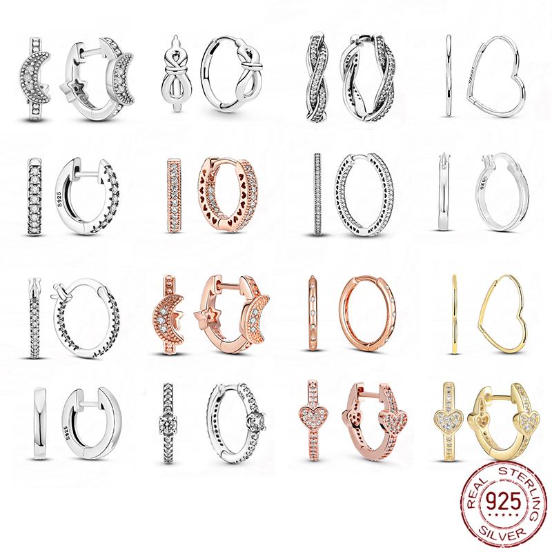 

Hoop Earrings & Huggie 925 Sterling Silver Real Big Heart Zircon Round For Women Fashion Earring Jewelry Gift