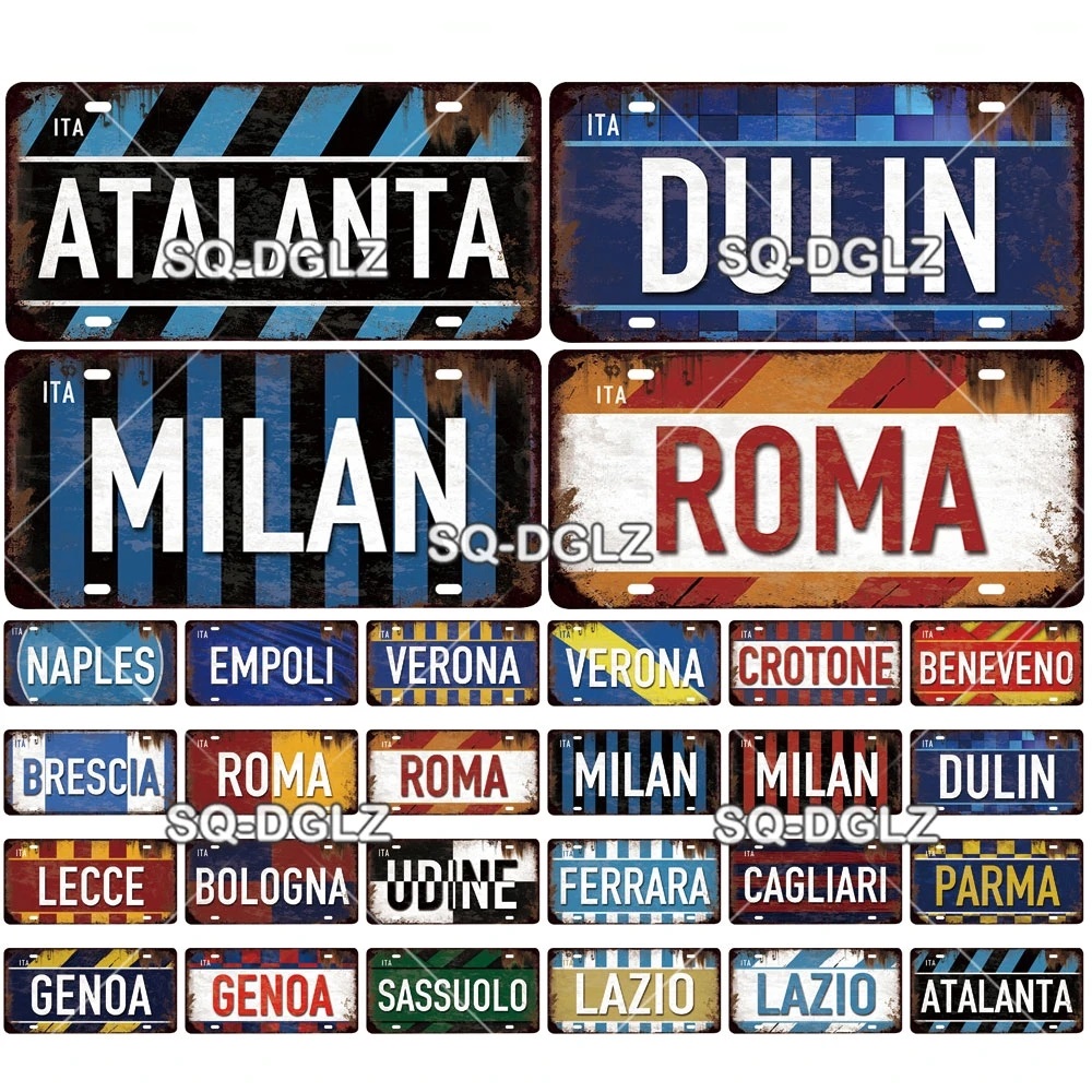 

Italy City License Plate Metal Tin Sign Vintage Plaque Tin Sign Wall Decor Bar Decor Dulin Roma Milan Flag Poster Motorcycle license decoration SIZE 30X15CM w01