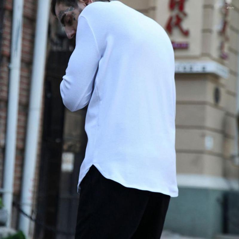 

Men' T Shirts Trendy Men Base Top Split Hem Spring T-shirt Long Sleeve Thumb Hole Warm, Black